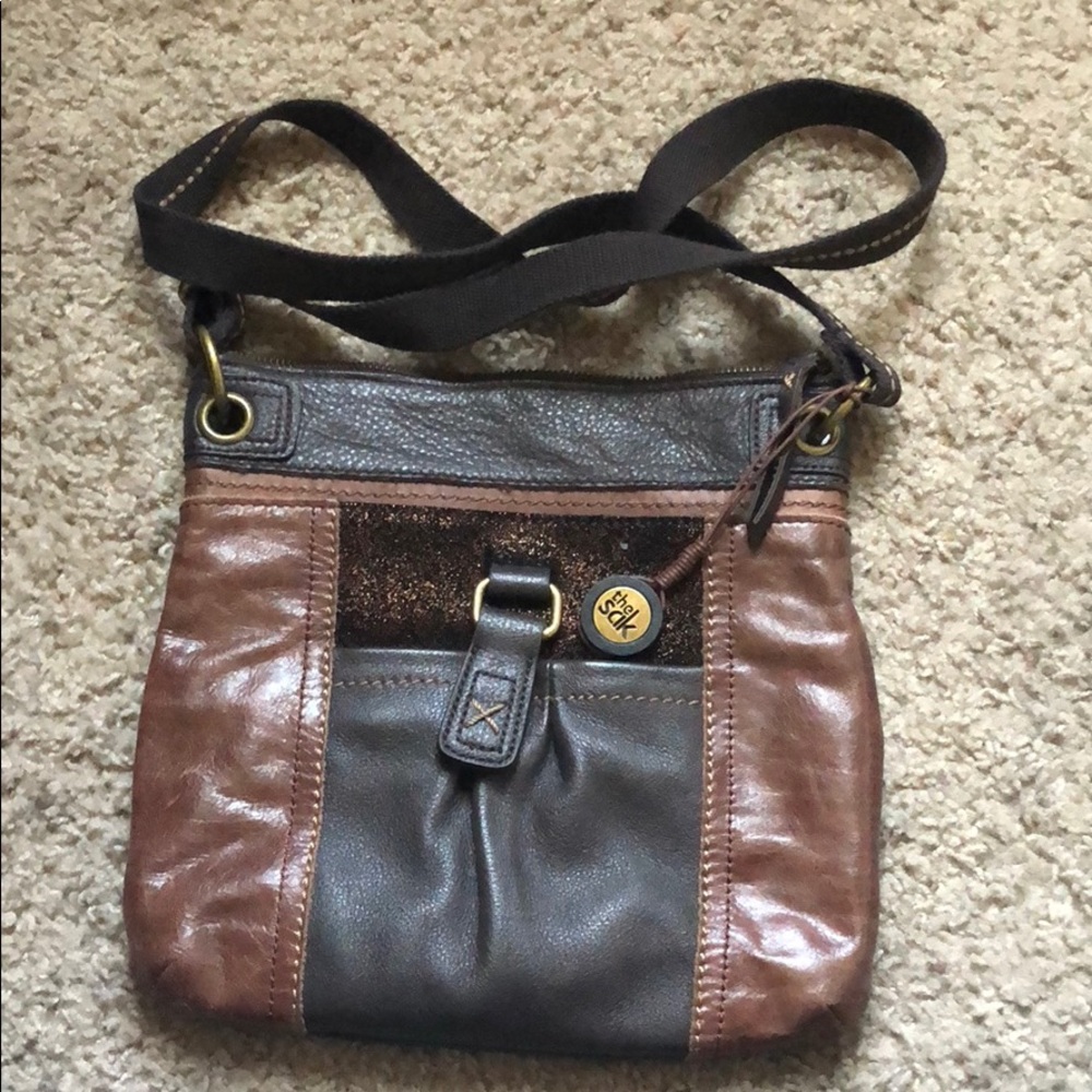 The Sak Brown Sparkly Leather CrossBody Bag
